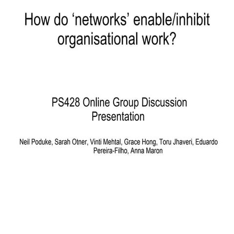 Networks and Organisational Work