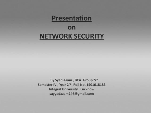 Network security (syed azam)