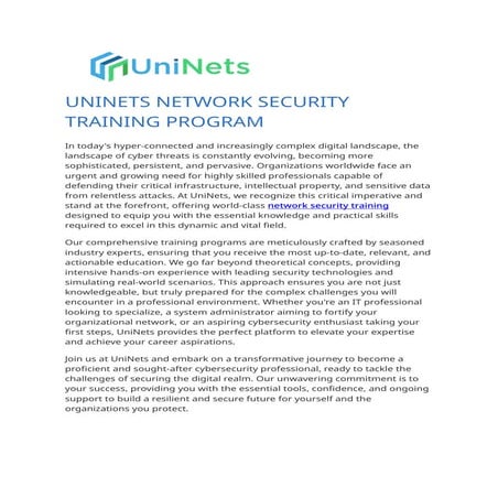 Secure Your Future in Tech with Network Security Training at UniNets