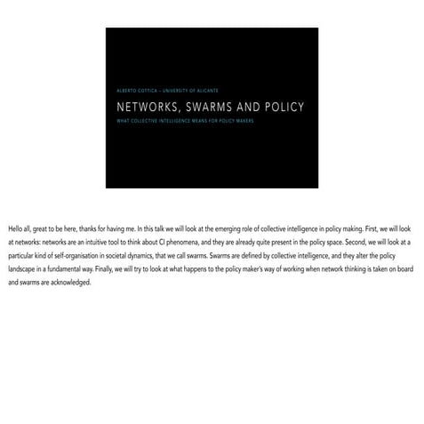 Networks, swarms and policy: what collective intelligence means for policy ma...
