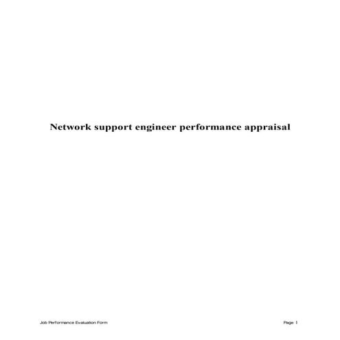 Network support engineer performance appraisal