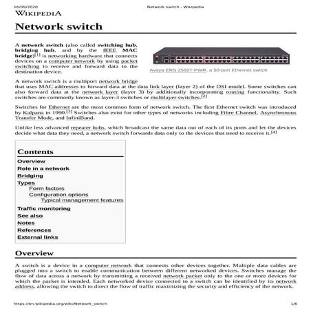 Network switch : Notes
