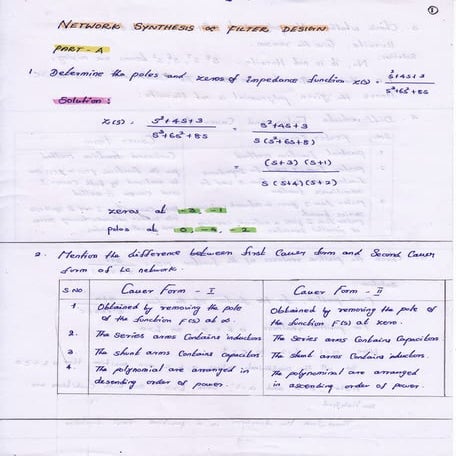 Biomedical Circuits & Networks - Network synthesis and filter design