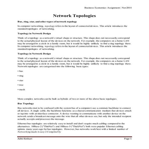 Network topologies