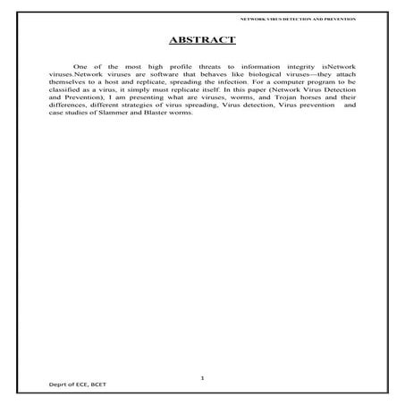 Network virus detection & prevention