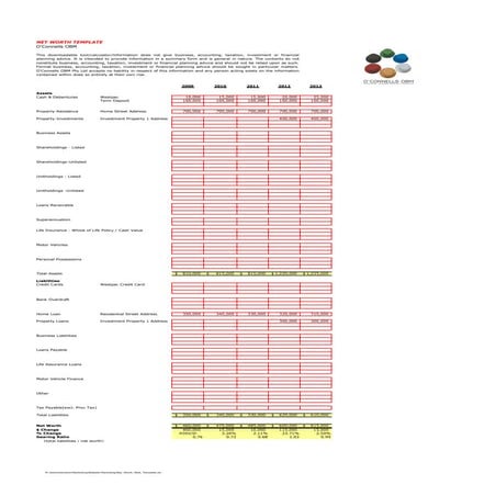 Net Worth Template and Graph