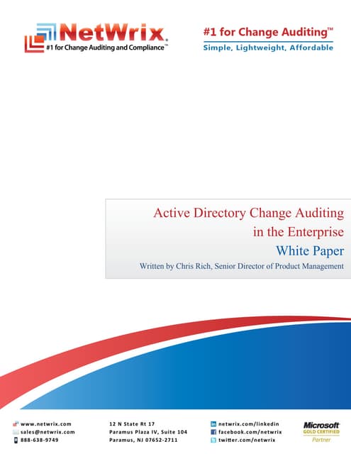 Active Directory Change Auditing in the Enterprise