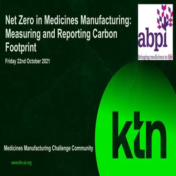 Net Zero in Medicines Manufacturing: Measuring and Reporting Carbon Footprint