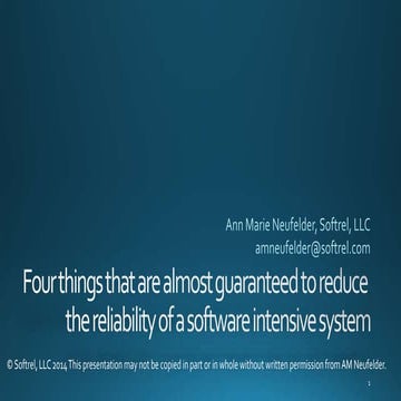 Four things that are almost guaranteed to reduce the reliability of a softwa...