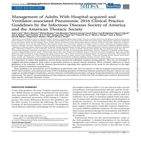 Neumonia asociada al ventilador y nosocomial guias idsa 2016