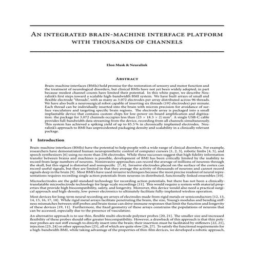 Neuralink white-paper. Elon Musk & Neuralink