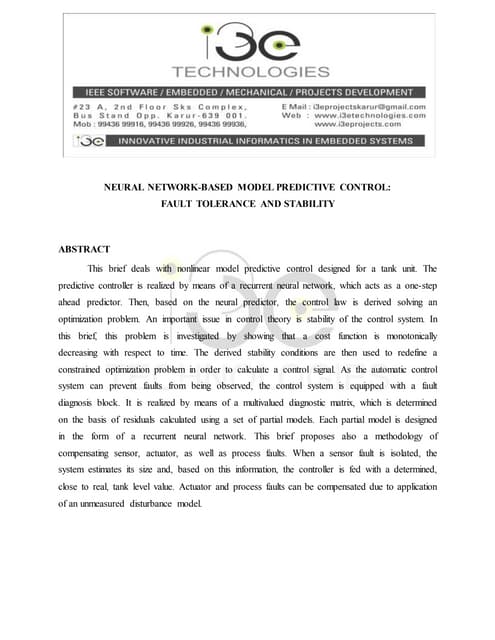 Neural Network Based Model Predictive Control Fault Tolerance And Neural Network Based Model Predictive Control Fault Tolerance And