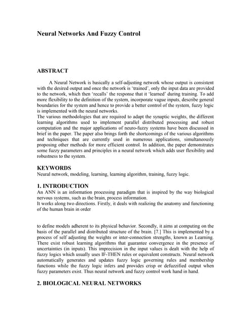 Neural network and fuzzy logic