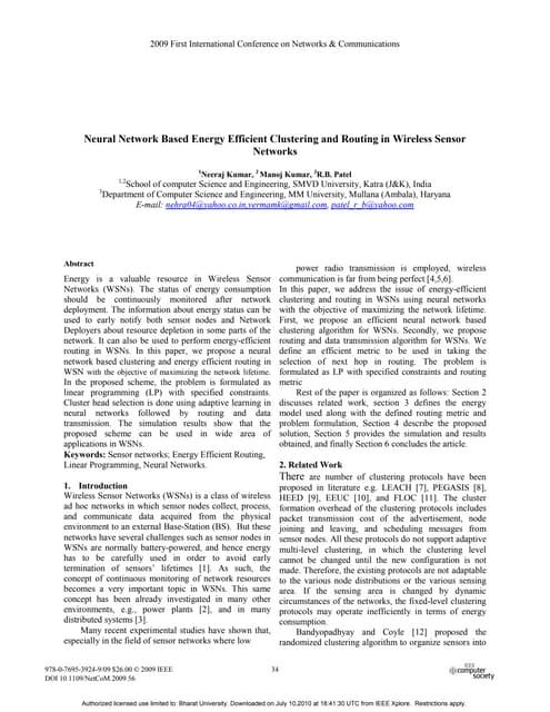 Neural Network Based Energy Efficient Clustering And Routing Pdf Neural Network Based Energy Efficient Clustering And Routing Pdf