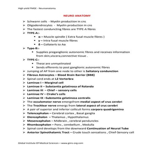 Neuro anatomy High yield - fmge