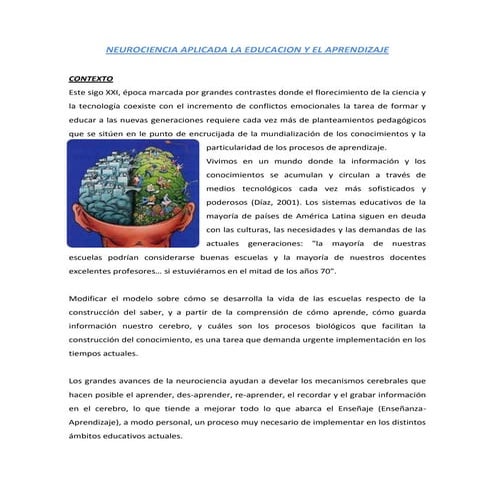 Neurociencia aplicada la educacion y el aprendizaje