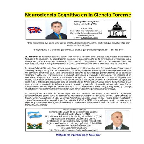 Neurociencia Cognitiva en la Ciencia Forense