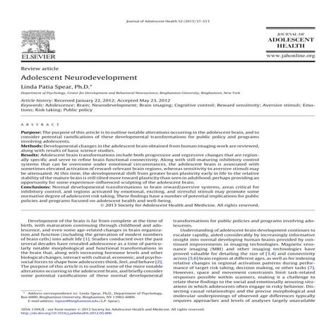 Neurodesarrollo del adolescente