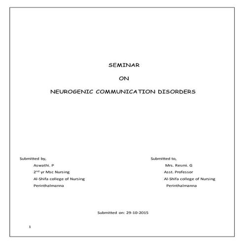 Neurogenic communication disorders