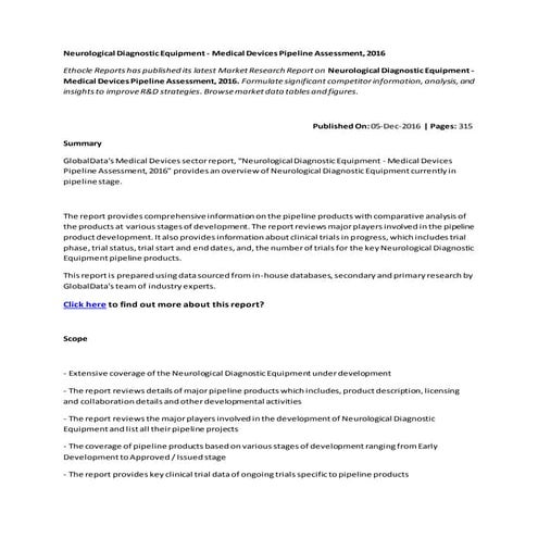 Neurological diagnostic equipment