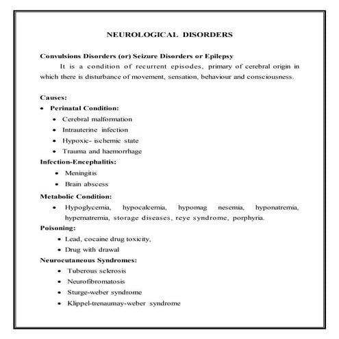 Neurological disorders