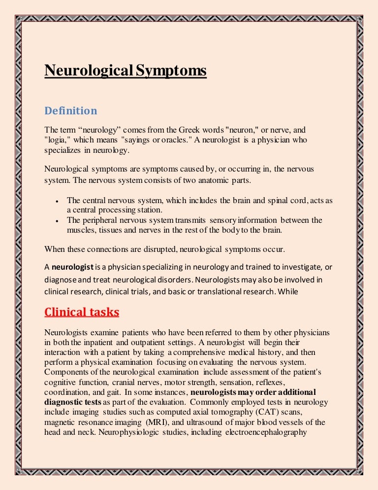 Neurological symptoms