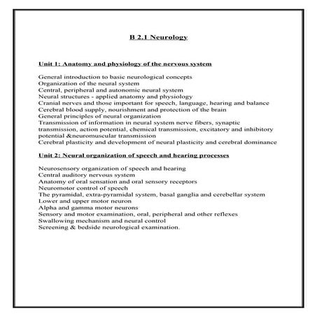 Neurology. 1.2 year.semester subject unit 1