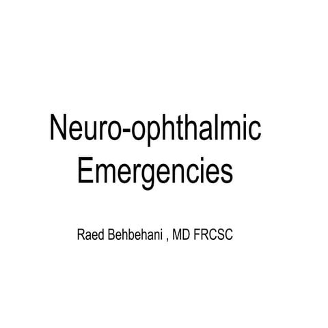 Neuroophth Emergencies MDS - 2019