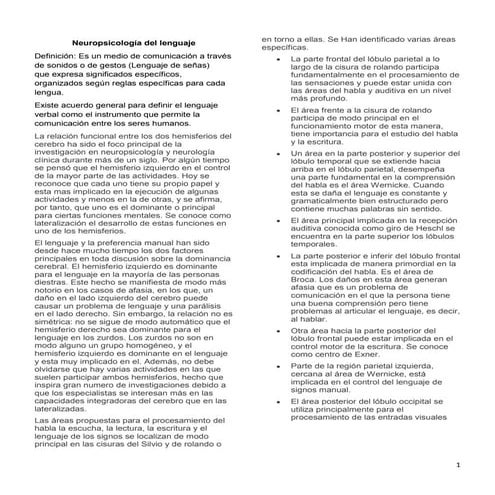 Neuropsicología del lenguaje