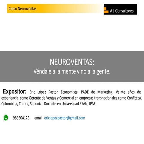 Neuroventas tema 1. tú como vendedor