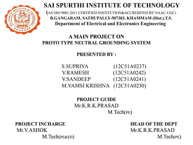 Neutral grounding project seminar