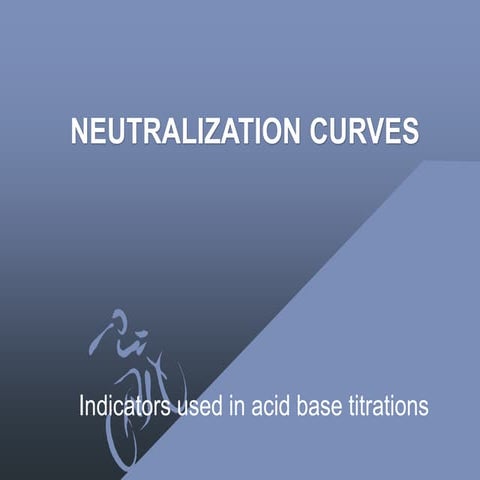 Neutralization curves in acid base analytical titrations, indicators.
