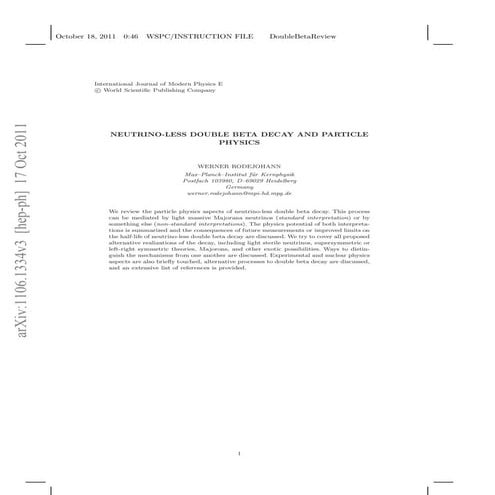 Neutrino-less Double Beta Decay and Particle Physics | PDF