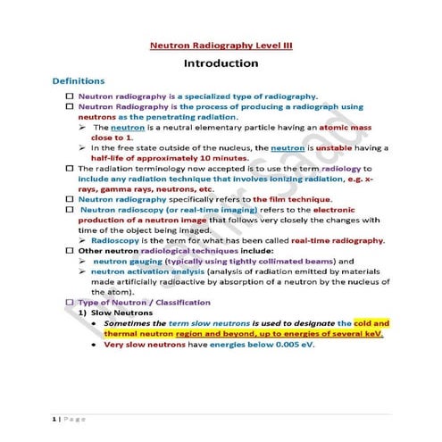 ASNT Neutron Radiography (NR) Level III Notes-Dr. Samir Saad 
