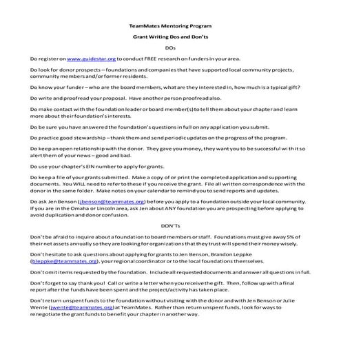 Never be afraid to ask dos and donts