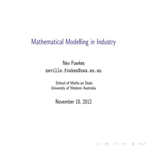 Mathematical Modelling in Industry