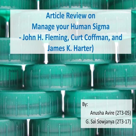 Presentation on Manage Your Human Sigma Article