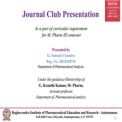 JOURNAL CLUB PRESENTATION (20L81S0711-PA)