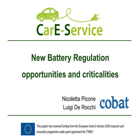 New battery Regulation Opportunities and Criticalities by COBAT