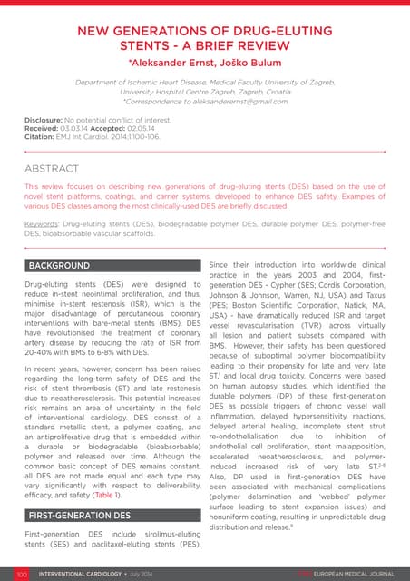 New generations of drug eluting | PDF