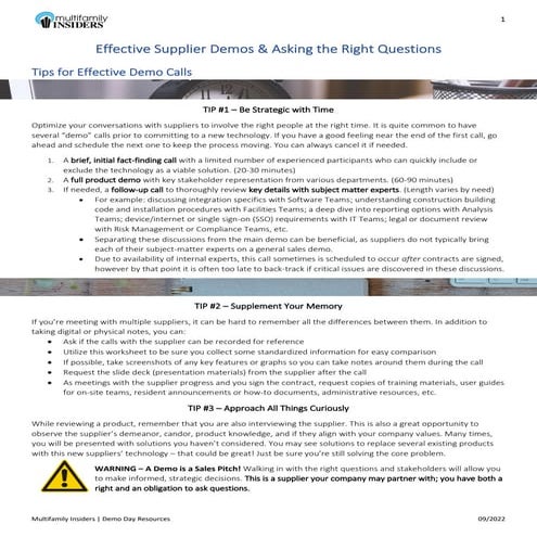 Multifamily Demo Day - Effective Vendor Demos & Asking the Right Questions.pdf