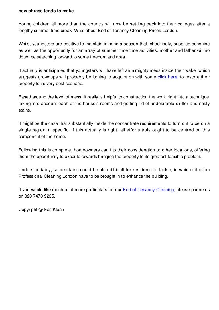 new phrase tends to produce space for end of tenancy cleaning prices