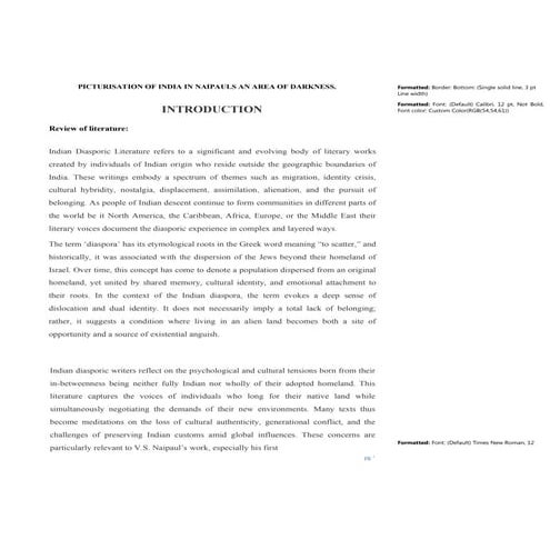 PICTURISATION OF INDIA IN NAIPAULS AN AREA OF DARKNESS.ppt