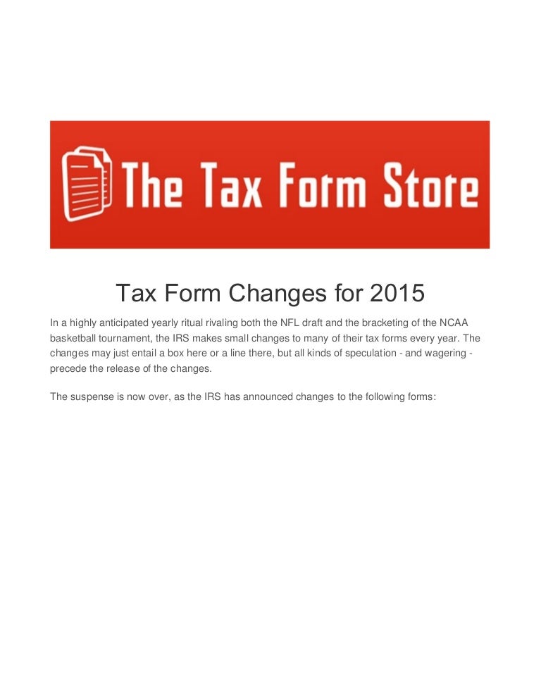 Tax Form Changes for 2015
