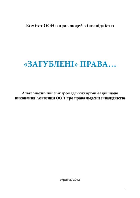 Альтернативний звіт громадських організацій щодо виконання Конвенції ООН про права людей з інвалідністю
