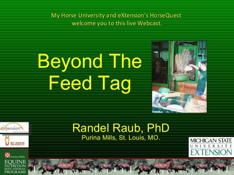 Beyond the Feed Tag Horse Feed Ingredient, Quality, Formulation and