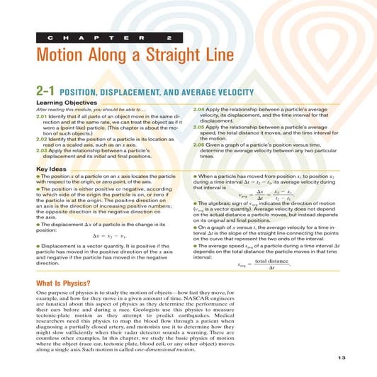 Fundamentals of Physics (MOTION ALONG A STRAIGHT LINE)