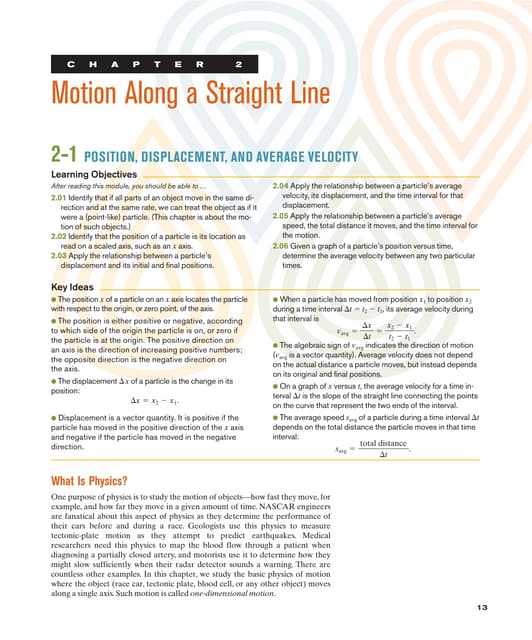 Fundamentals of Physics (MOTION ALONG A STRAIGHT LINE)