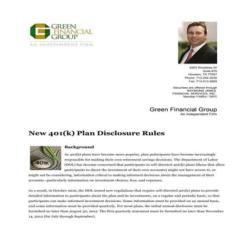 New 401(k) Plan Disclosure Rules