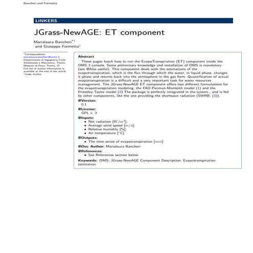  JGrass-NewAge ET component